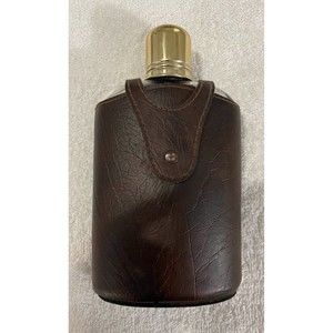 Vintage glass and leather flask